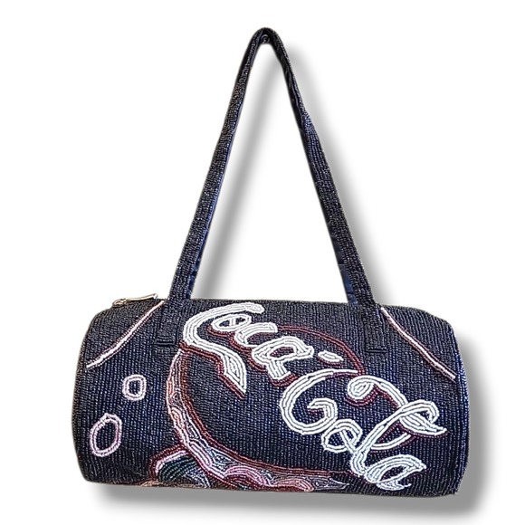 Coca-Cola Vintage Handmade Beaded Handbag With Beaded Handles - Picture 1 of 16